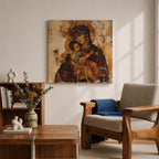 Virgin Mary Wall Art Theotokos Framed Canvas Antique Byzantine Rustic Home Decor