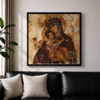 Virgin Mary Wall Art Theotokos Framed Canvas Antique Byzantine Rustic Home Decor