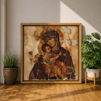 Virgin Mary Wall Art Theotokos Framed Canvas Antique Byzantine Rustic Home Decor