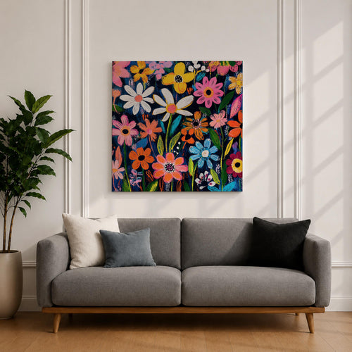 Colorful Floral Wall Art Botanical Flowers Framed Canvas Modern Garden Home Decor