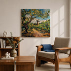 Windmill Wall Art Countryside Landscape Framed Canvas Rustic Impasto Farmhouse Home Decor