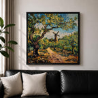 Windmill Wall Art Countryside Landscape Framed Canvas Rustic Impasto Farmhouse Home Decor