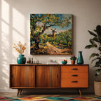 Windmill Wall Art Countryside Landscape Framed Canvas Rustic Impasto Farmhouse Home Decor