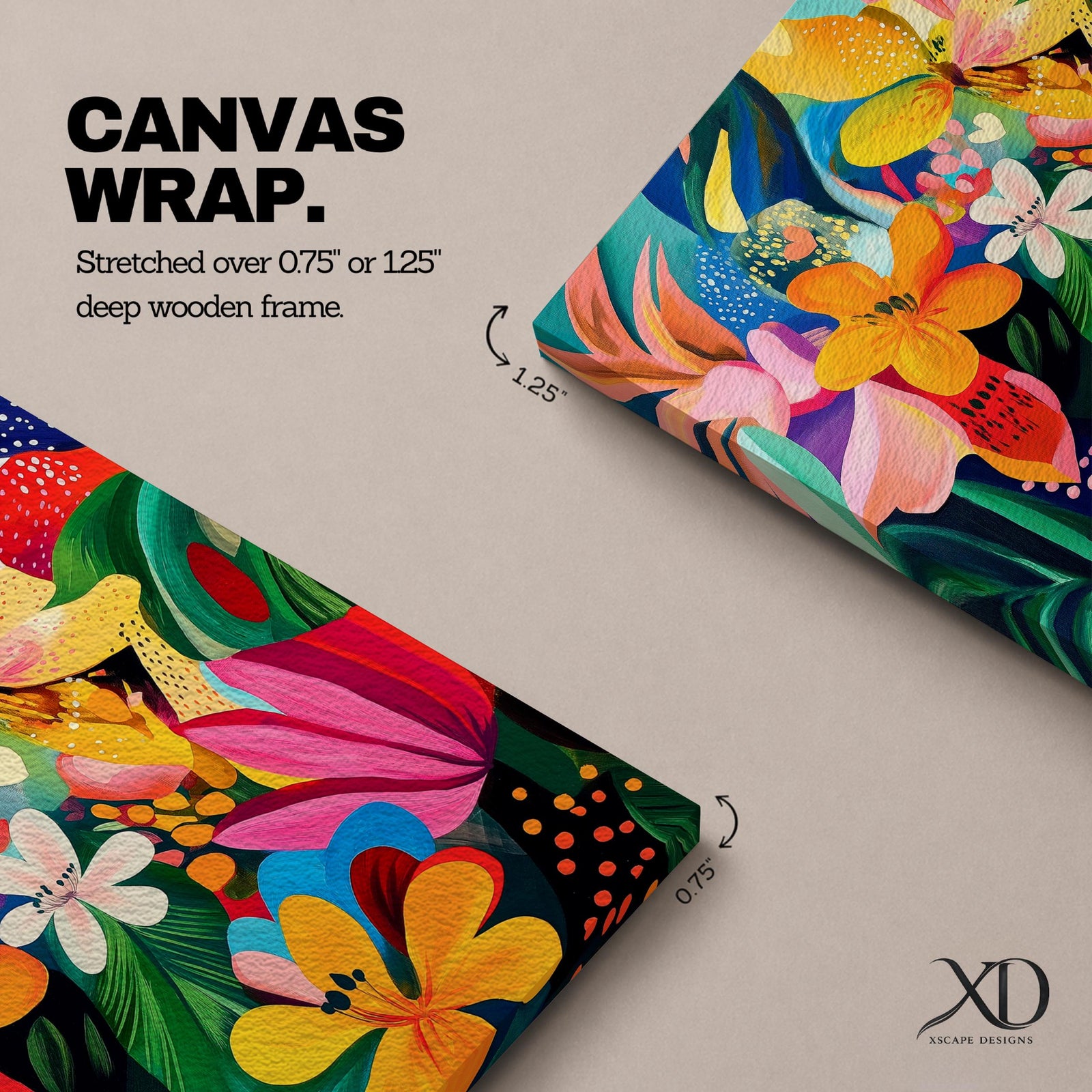 Abstract Floral Wall Art Colorful Botanical Print Framed Canvas Modern Boho Home Decor