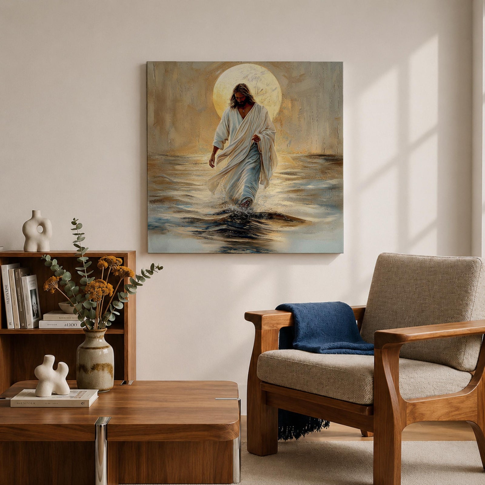 Jesus Walking on Water Wall Art Christian Biblical Gift Living Room Home Decor