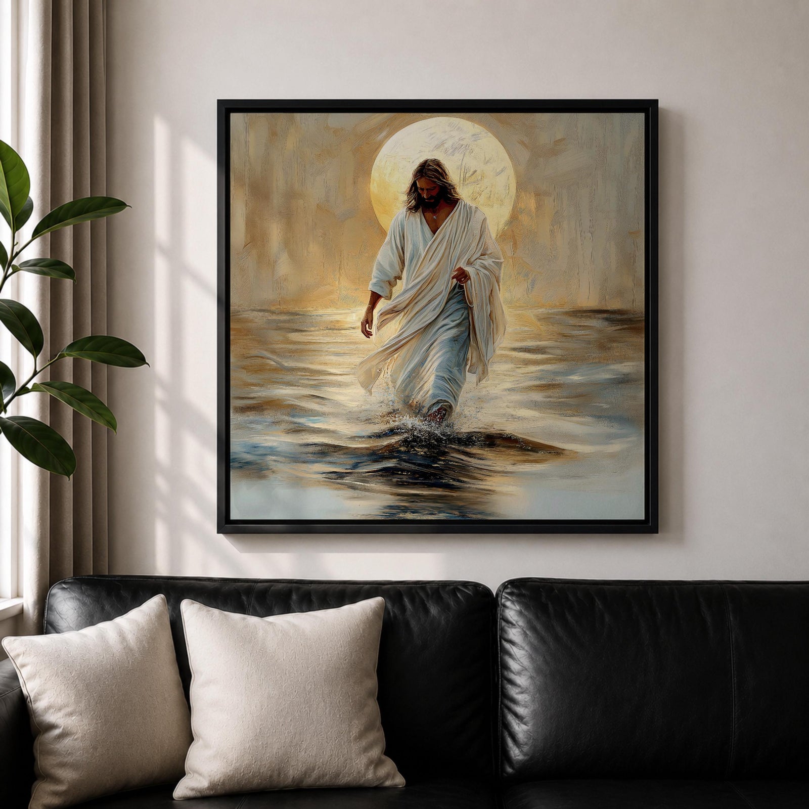 Jesus Walking on Water Wall Art Christian Biblical Gift Living Room Home Decor