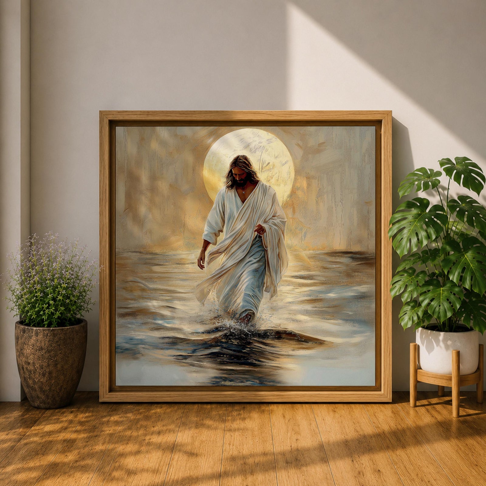 Jesus Walking on Water Wall Art Christian Biblical Gift Living Room Home Decor