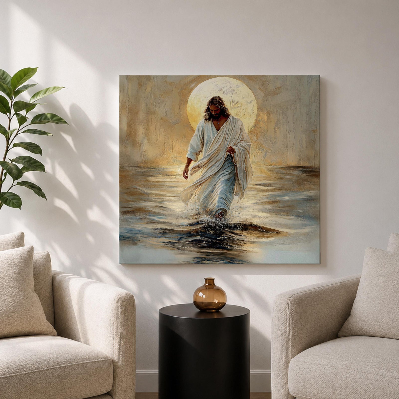 Jesus Walking on Water Wall Art Christian Biblical Gift Living Room Home Decor