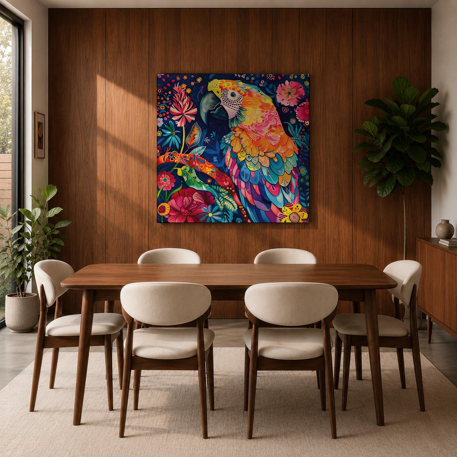 Parrot Wall Art Tropical Bird Macaw Framed Canvas Exotic Jungle Wildlife Animal Home Decor
