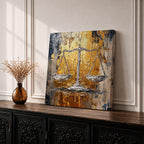 Justice Scales Wall Art Balance Scale Framed Canvas Legal Impasto Law Office Home Decor