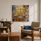 Justice Scales Wall Art Balance Scale Framed Canvas Legal Impasto Law Office Home Decor