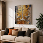 Justice Scales Wall Art Balance Scale Framed Canvas Legal Impasto Law Office Home Decor