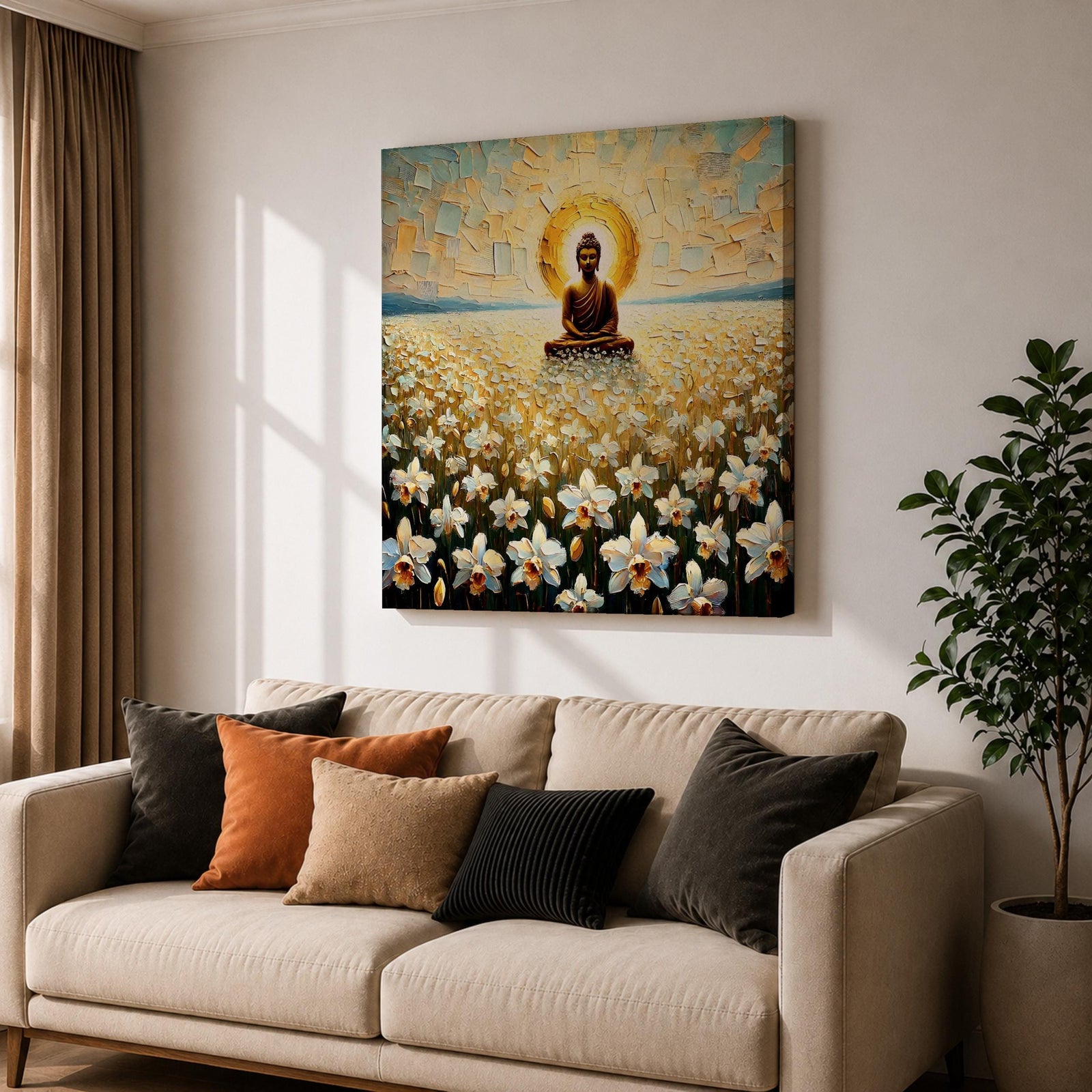 Buddha Wall Art Enlightened One Framed Canvas Zen Mindfulness Buddhist Prayer Room Home Decor