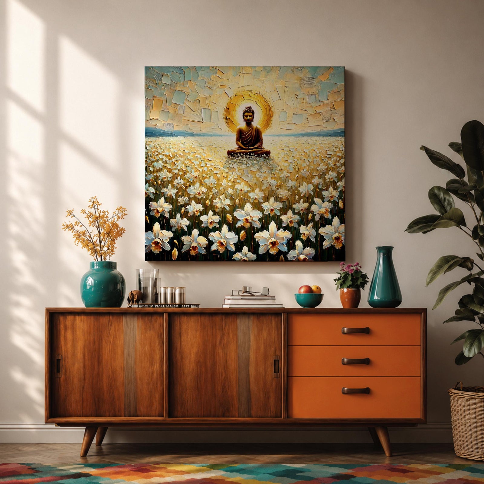 Buddha Wall Art Enlightened One Framed Canvas Zen Mindfulness Buddhist Prayer Room Home Decor