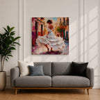 Flamenco Dancer Wall Art Spanish Dance Framed Canvas Impasto Latin Cultural Dance Home Decor