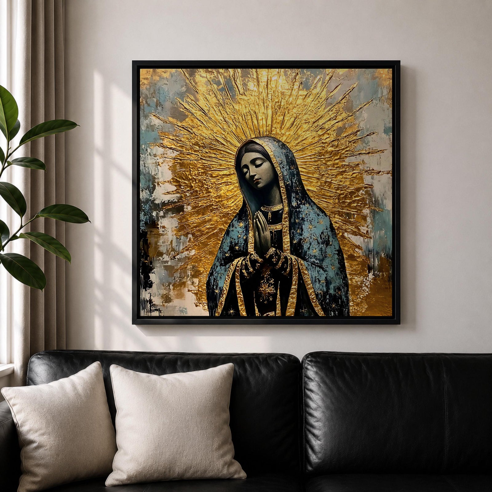 Our Lady of Guadalupe Wall Art La Guadalupana Framed Canvas Rustic Catholic Home Decor