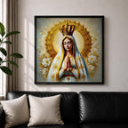 Our Lady of Fatima Wall Art Queen of Heaven Framed Canvas Catholic Home Decor