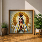 Our Lady of Fatima Wall Art Queen of Heaven Framed Canvas Catholic Home Decor
