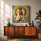 Our Lady of Fatima Wall Art Queen of Heaven Framed Canvas Catholic Home Decor