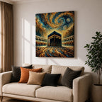 Kaaba Wall Art Masjid al Haram Framed Canvas Mecca Abstract Impasto Islamic Home Decor