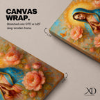 Our Lady of Guadalupe Wall Art La Guadalupana Framed Canvas Floral Catholic Home Decor