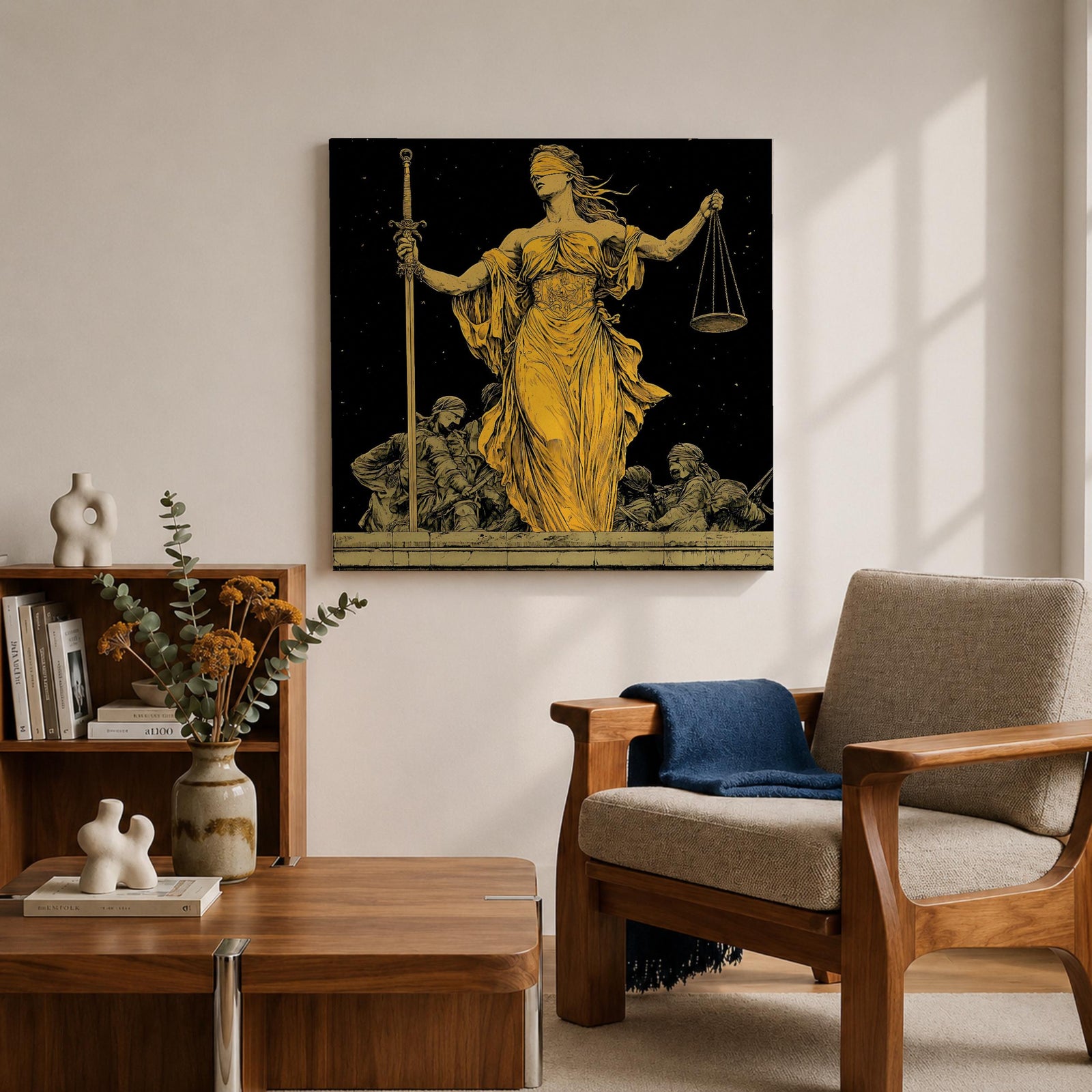 Lady Justice Wall Art Legal Symbol Framed Canvas Law Courtroom Lawyer Office Home Decor
