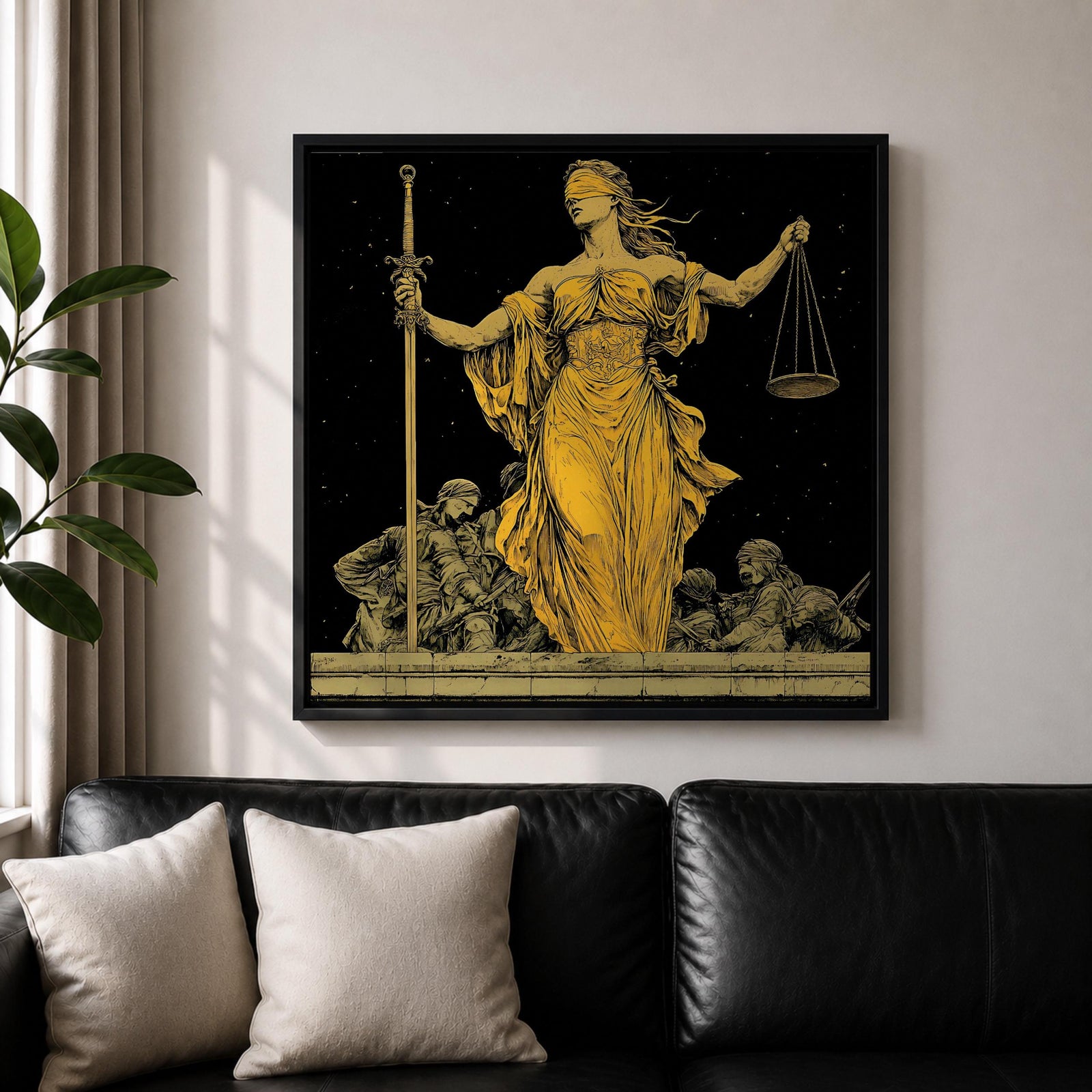 Lady Justice Wall Art Legal Symbol Framed Canvas Law Courtroom Lawyer Office Home Decor