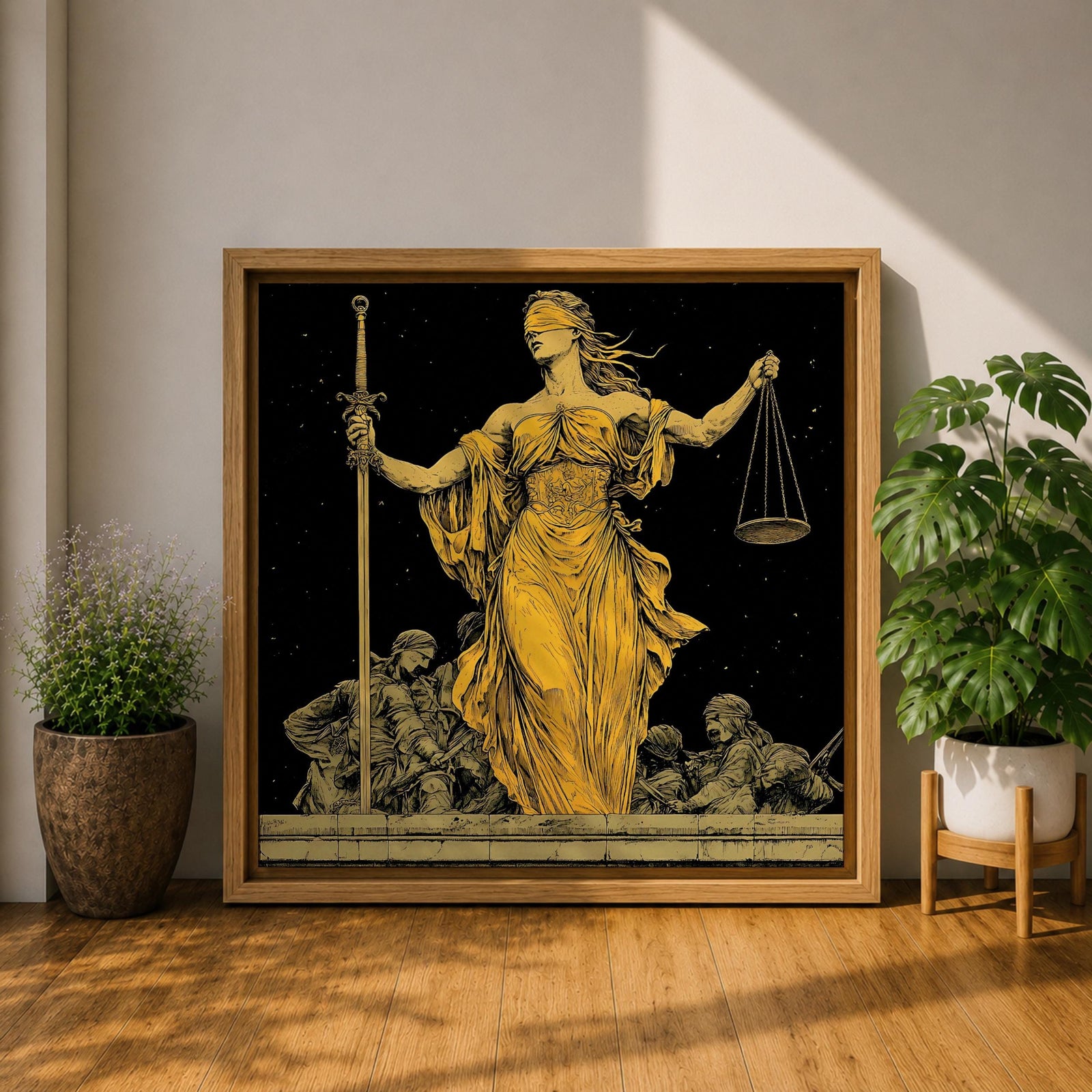 Lady Justice Wall Art Legal Symbol Framed Canvas Law Courtroom Lawyer Office Home Decor