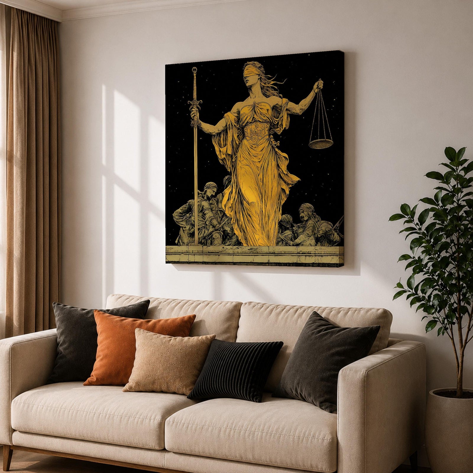 Lady Justice Wall Art Legal Symbol Framed Canvas Law Courtroom Lawyer Office Home Decor