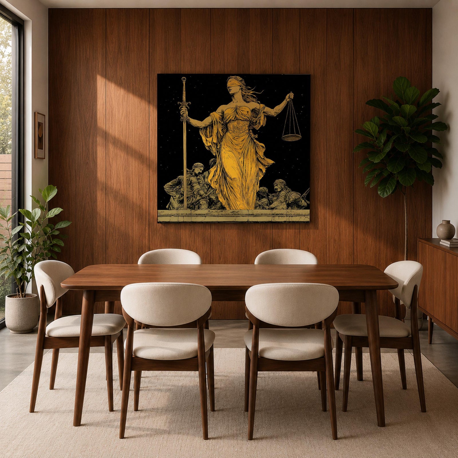 Lady Justice Wall Art Legal Symbol Framed Canvas Law Courtroom Lawyer Office Home Decor