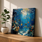 Tropical Fish Wall Art Coral Reef Framed Canvas Ocean Marine Life Coastal Home Decor
