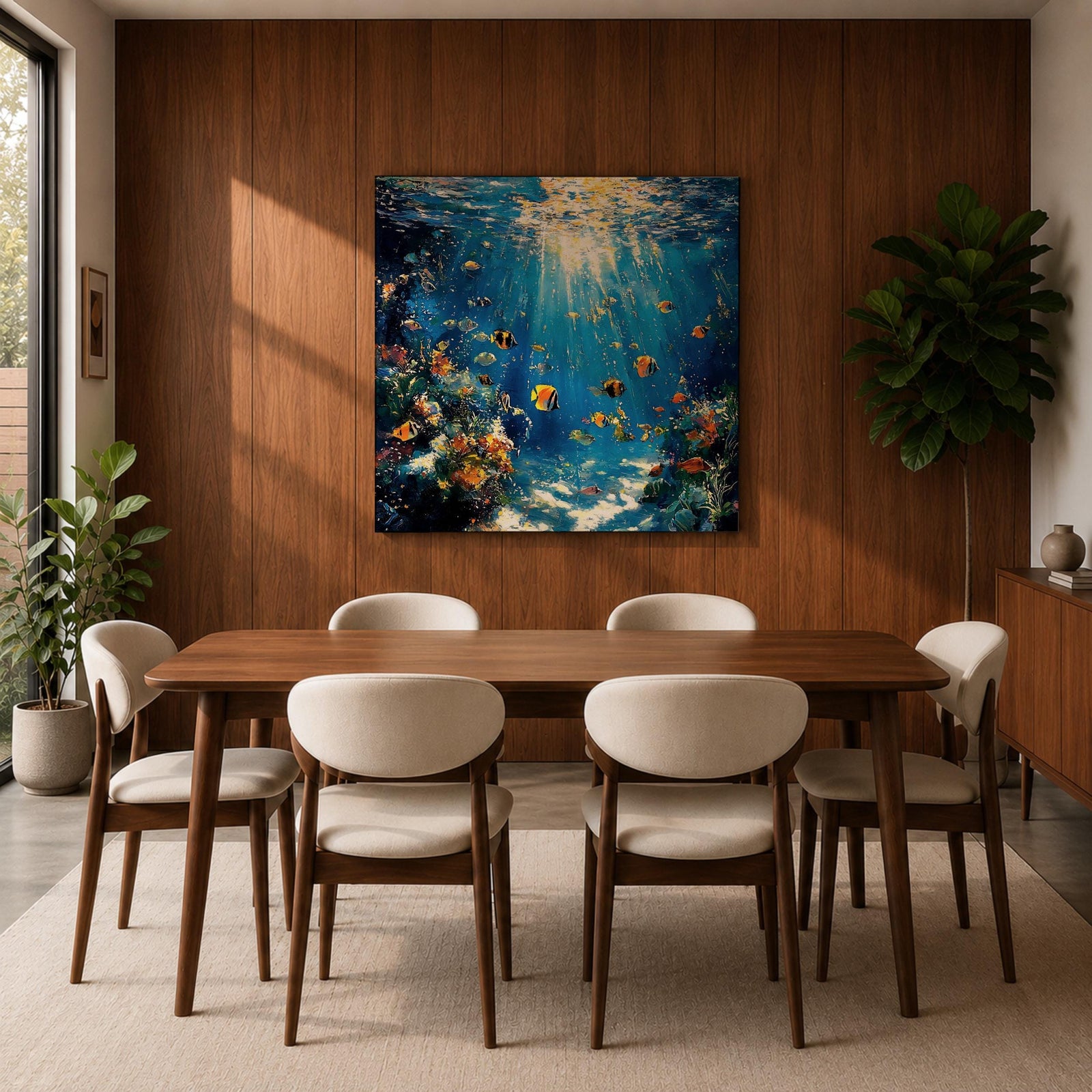 Tropical Fish Wall Art Coral Reef Framed Canvas Ocean Marine Life Coastal Home Decor