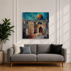Dome of the Rock Wall Art Qubbat As Sakhrah Framed Canvas Jerusalem Islamic Decor