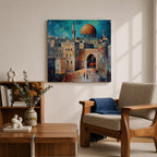 Dome of the Rock Wall Art Qubbat As Sakhrah Framed Canvas Jerusalem Islamic Decor