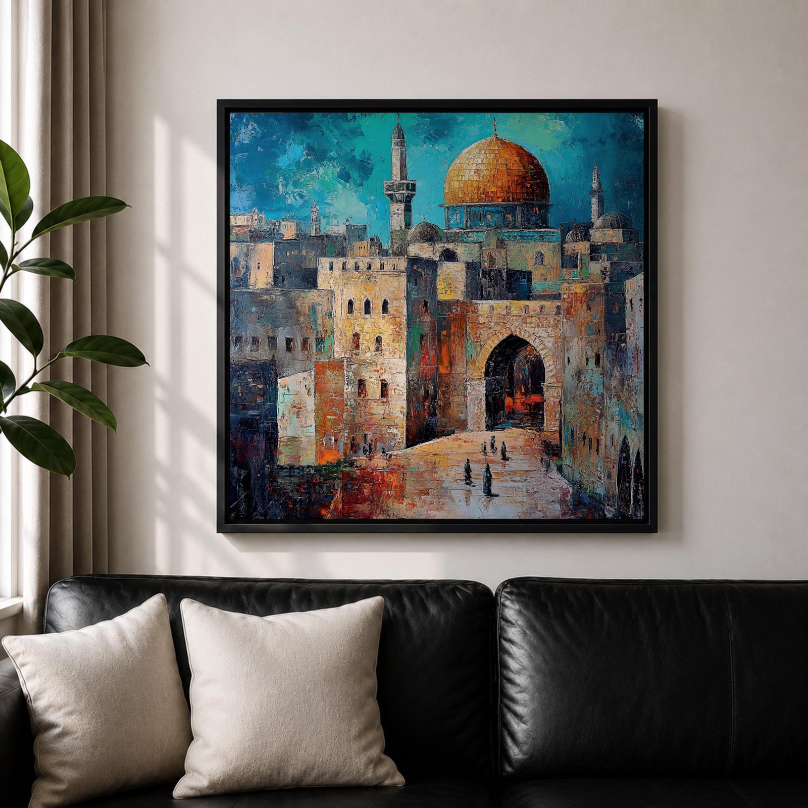 Dome of the Rock Wall Art Qubbat As Sakhrah Framed Canvas Jerusalem Islamic Decor