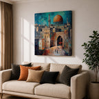 Dome of the Rock Wall Art Qubbat As Sakhrah Framed Canvas Jerusalem Islamic Decor