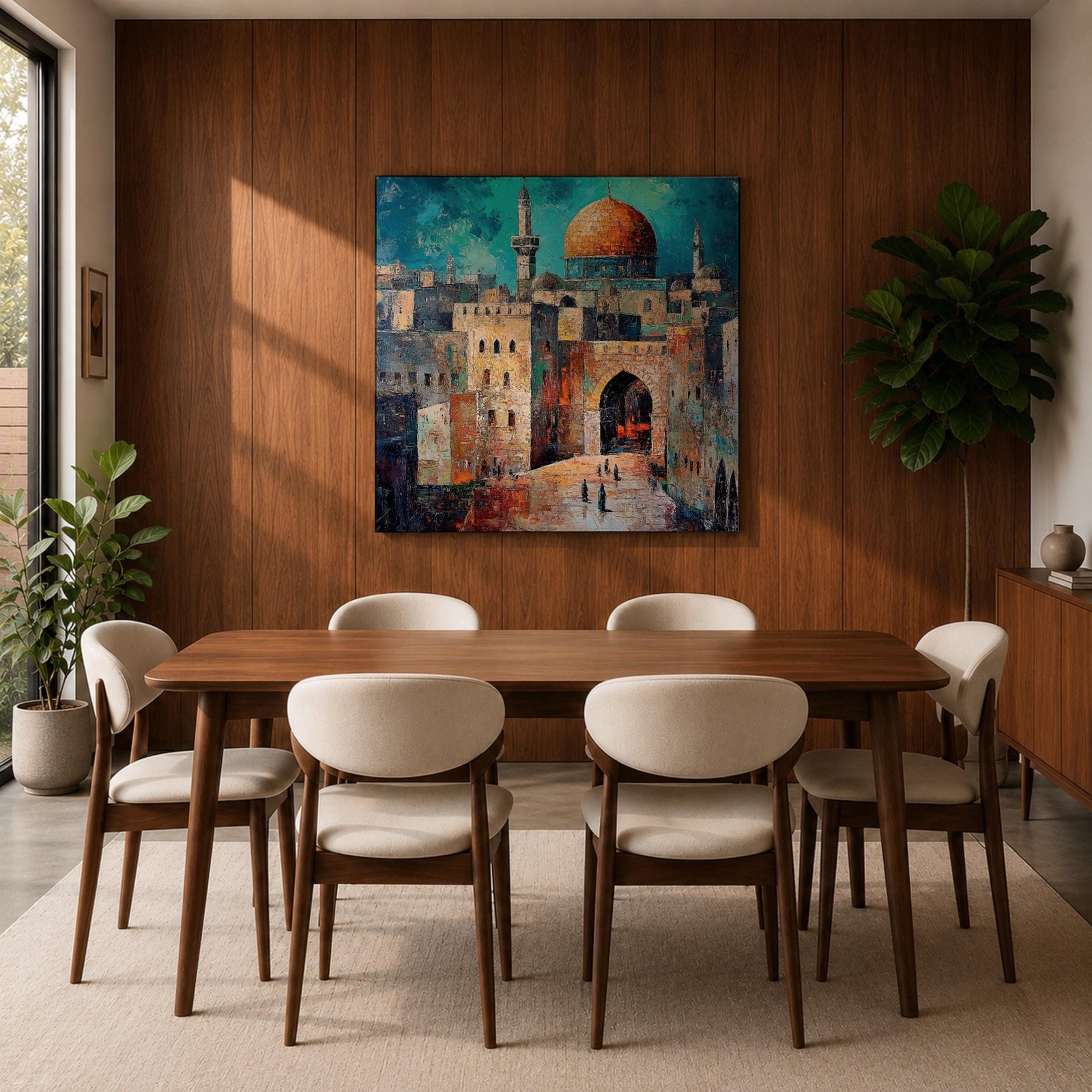 Dome of the Rock Wall Art Qubbat As Sakhrah Framed Canvas Jerusalem Islamic Decor