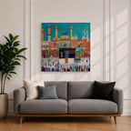 Kaaba Wall Art Masjid al Haram Framed Canvas Mecca Islamic Nursery Kids Room Decor