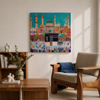 Kaaba Wall Art Masjid al Haram Framed Canvas Mecca Islamic Nursery Kids Room Decor