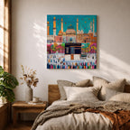 Kaaba Wall Art Masjid al Haram Framed Canvas Mecca Islamic Nursery Kids Room Decor