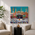 Kaaba Wall Art Masjid al Haram Framed Canvas Mecca Islamic Nursery Kids Room Decor