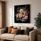 Dark Floral Bouquet Wall Art Botanical Flower Arrangement Framed Canvas Boho Home Decor