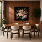 Dark Floral Bouquet Wall Art Botanical Flower Arrangement Framed Canvas Boho Home Decor