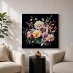 Dark Floral Bouquet Wall Art Botanical Flower Arrangement Framed Canvas Boho Home Decor