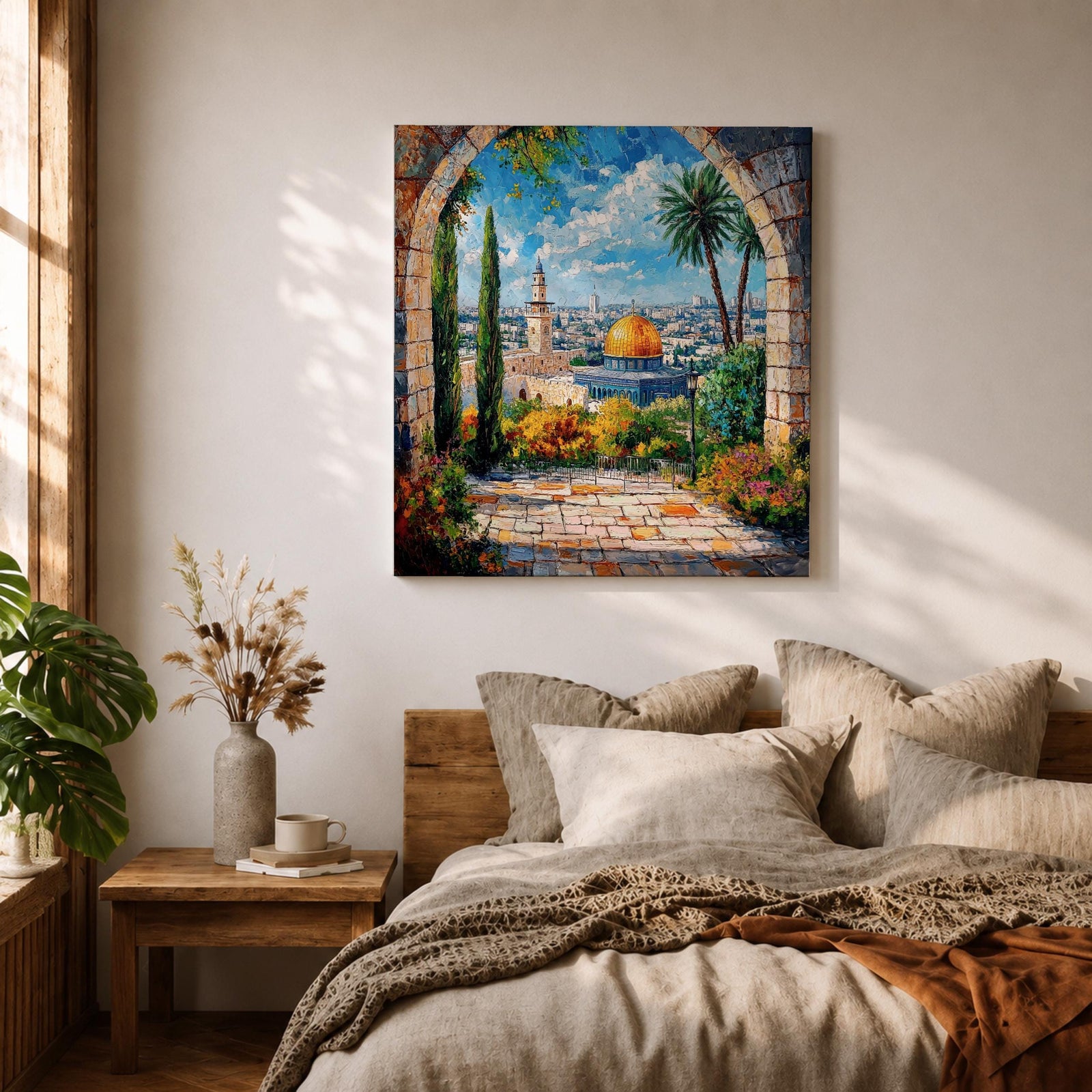 Dome of the Rock Wall Art Masjid Al Aqsa Framed Canvas Jerusalem Islamic Decor
