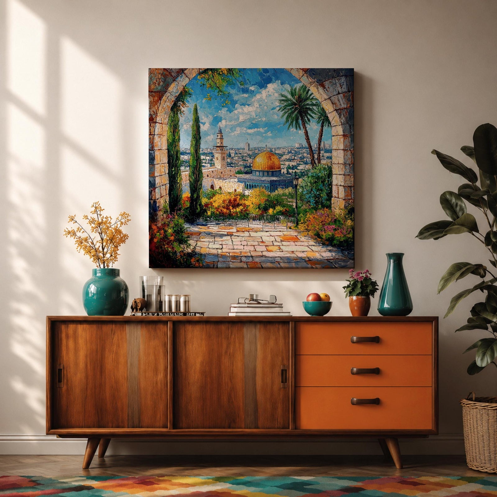 Dome of the Rock Wall Art Masjid Al Aqsa Framed Canvas Jerusalem Islamic Decor