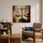 Scales of Justice Wall Art Legal Symbol Framed Canvas Law Office Courtroom Legal Decor