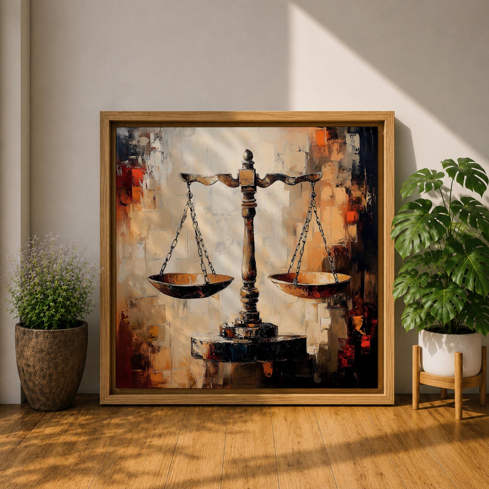 Scales of Justice Wall Art Legal Symbol Framed Canvas Law Office Courtroom Legal Decor
