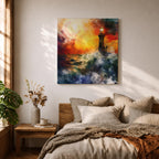 Lighthouse Wall Art Nautical Beacon Framed Canvas Coastal Ocean Storm Seascape Living Room Decor