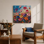 Wildflower Meadow Wall Art Botanical Garden Framed Canvas Impasto Floral Boho Home Decor